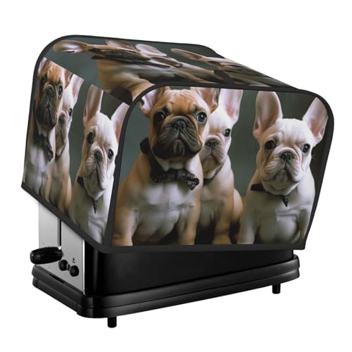4 Scheiben Toaster-Abdeckungen, gesteppte Brotbackmaschinen-Abdeckung, kleine Geräteabdeckungen mit Griff, Französische Bulldogge, Welpen, Toaster, Staubschutz für Zuhause, Tisch, Küche, Dekor von GDSHJKLW