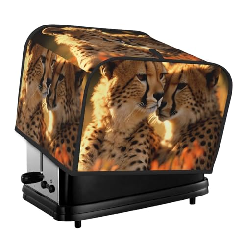 4 Scheiben Toaster-Abdeckungen, gesteppte Brotbackmaschinen-Abdeckung, kleine Geräteabdeckungen mit Griff, Geparden-Liebes-Toaster, Staubschutz für Zuhause, Tisch, Küche, Dekor von GDSHJKLW