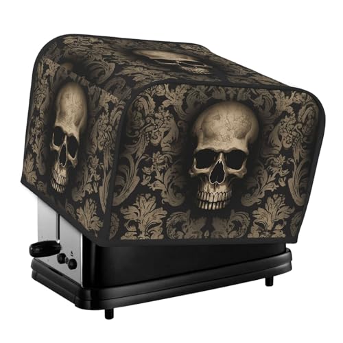 4 Scheiben Toaster-Abdeckungen, gesteppte Brotbackmaschinen-Abdeckung, kleine Geräteabdeckungen mit Griff, Gothic-Tapete, Totenkopf-Toaster, Staubschutz für Zuhause, Tisch, Küche, Dekor von GDSHJKLW