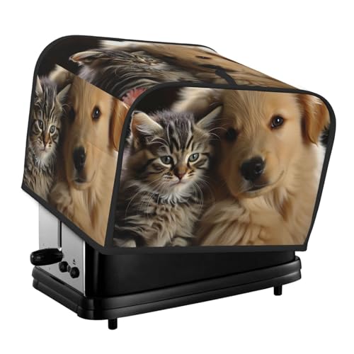 4 Scheiben Toaster-Abdeckungen, gesteppte Brotbackmaschinen-Abdeckung, kleine Geräteabdeckungen mit Griff, Katzen- und Hunde-Toaster, Staubschutz für Zuhause, Tisch, Küche, Dekor von GDSHJKLW