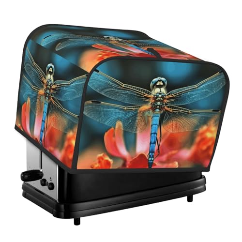 4 Scheiben Toaster-Abdeckungen, gesteppte Brotbackmaschinen-Abdeckung, kleine Geräteabdeckungen mit Griff, Libelle auf der Blume, Toaster, Staubschutz für Zuhause, Tisch, Küche, Dekoration 4 Scheiben Toaster-Abdeckungen, gesteppte Brotbackmaschinen-Abdeckung, kleine Geräteabdeckungen mit Griff, Libelle auf der Blume, Toaster, Staubschutz für Zuhause, Tisch, Küche, Dekoration von GDSHJKLW