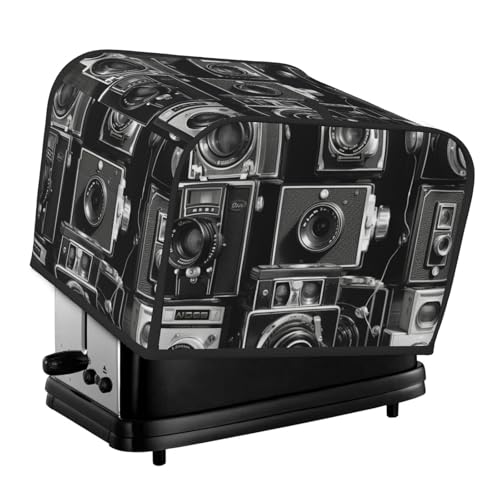 4 Scheiben Toaster-Abdeckungen, gesteppte Brotbackmaschinen-Abdeckung, kleine Geräteabdeckungen mit Griff, Retro-Kamera-Sammlung, Toaster, Staubschutz für Zuhause, Tisch, Küche, Dekor von GDSHJKLW