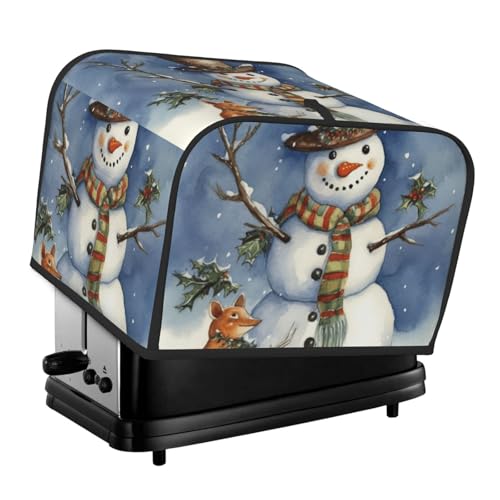 4 Scheiben Toaster-Abdeckungen, gesteppte Brotbackmaschinen-Abdeckung, kleine Geräteabdeckungen mit Griff, Winter, Schneemann, Toaster, Staubschutz für Zuhause, Tisch, Küche, Dekor von GDSHJKLW