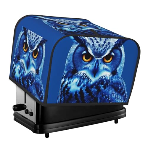 4 Scheiben Toaster-Abdeckungen, gesteppte Brotbackmaschinen-Abdeckung, kleine Geräteabdeckungen mit Griff, blaue Eule, Toaster, Staubschutz für Zuhause, Tisch, Küche, Dekor von GDSHJKLW
