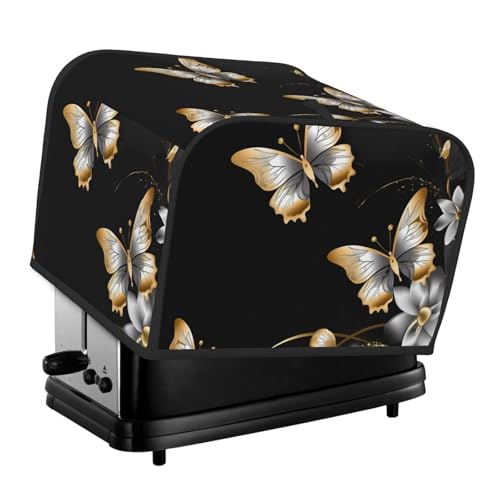 4 Scheiben Toaster-Abdeckungen, gesteppte Brotbackmaschinen-Abdeckung, kleine Geräteabdeckungen mit Griff, goldfarben, weiß, Schmetterlinge, Schwarz, 1 Toaster, Staubschutz für Zuhause, Tisch, Küche 4 Scheiben Toaster-Abdeckungen, gesteppte Brotbackmaschinen-Abdeckung, kleine Geräteabdeckungen mit Griff, goldfarben, weiß, Schmetterlinge, Schwarz, 1 Toaster, Staubschutz für Zuhause, Tisch, Küche von GDSHJKLW