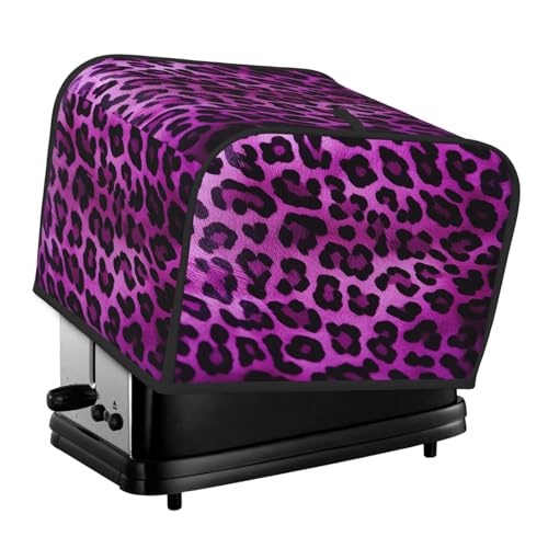 4 Scheiben Toaster-Abdeckungen, gesteppte Brotbackmaschinen-Abdeckung, kleine Geräteabdeckungen mit Griff, lila Leopardenmuster, Toaster, Staubschutz für Zuhause, Tisch, Küche, Dekor von GDSHJKLW