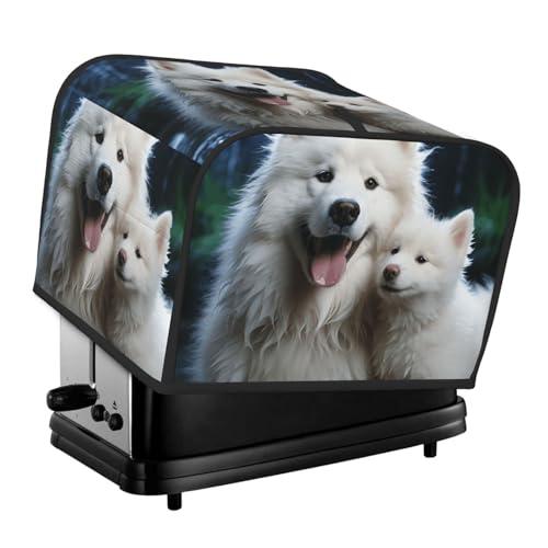 4 Scheiben Toaster-Abdeckungen, gesteppte Brotbackmaschinen-Abdeckung, kleine Geräteabdeckungen mit Griff, weiße Hunde-Toaster, Staubschutz für Zuhause, Tisch, Küche, Dekor von GDSHJKLW