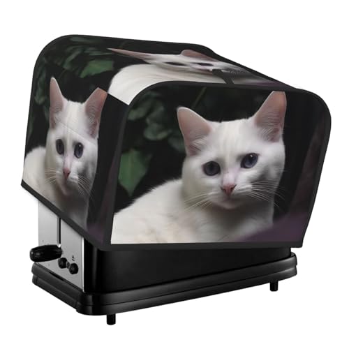 4 Scheiben Toaster-Abdeckungen, gesteppte Brotbackmaschinen-Abdeckung, kleine Geräteabdeckungen mit Griff, weiße Katzentoaster, Staubschutz für Zuhause, Tisch, Küche, Dekor von GDSHJKLW