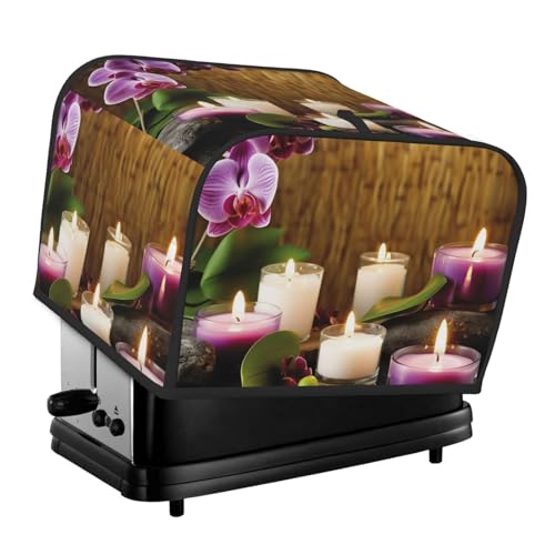 4 Scheiben Toaster-Abdeckungen, gesteppte Brotbackmaschinen-Abdeckung mit Griff, Kerzen und Orchideen, Toaster, Staubschutz für Zuhause, Tisch, Küche, Dekoration von GDSHJKLW
