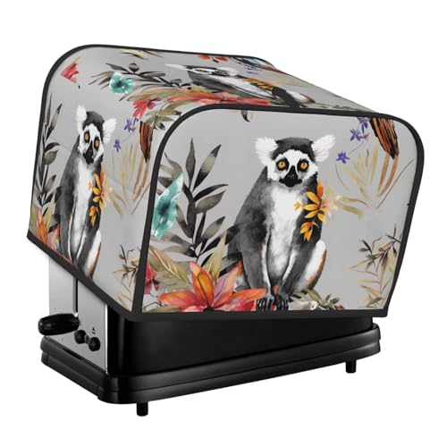 4 Scheiben Toaster-Abdeckungen, gesteppte Brotbackmaschinen-Abdeckung mit Griff, Tiere, Lemur, Blumen, Muster, Toaster, Staubschutz für Zuhause, Tisch, Küche, Dekor 4 Scheiben Toaster-Abdeckungen, gesteppte Brotbackmaschinen-Abdeckung mit Griff, Tiere, Lemur, Blumen, Muster, Toaster, Staubschutz für Zuhause, Tisch, Küche, Dekor von GDSHJKLW