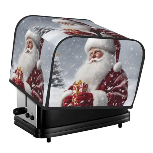 4 Scheiben Toaster-Abdeckungen, gesteppte Brotbackmaschinen-Abdeckung mit Griff, Weihnachtsmann, Schnee, Sekenry, Toaster, Staubschutz für Zuhause, Tisch, Küche, Dekor von GDSHJKLW
