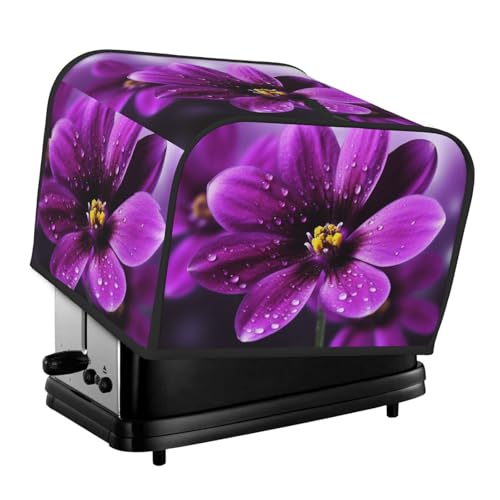 4-Scheiben-Toaster-Abdeckungen, gesteppte Brotbackmaschinen-Abdeckung mit Griff, violette Blume, Toaster, Staubschutz für Zuhause, Tisch, Küche, Dekoration 4-Scheiben-Toaster-Abdeckungen, gesteppte Brotbackmaschinen-Abdeckung mit Griff, violette Blume, Toaster, Staubschutz für Zuhause, Tisch, Küche, Dekoration von GDSHJKLW