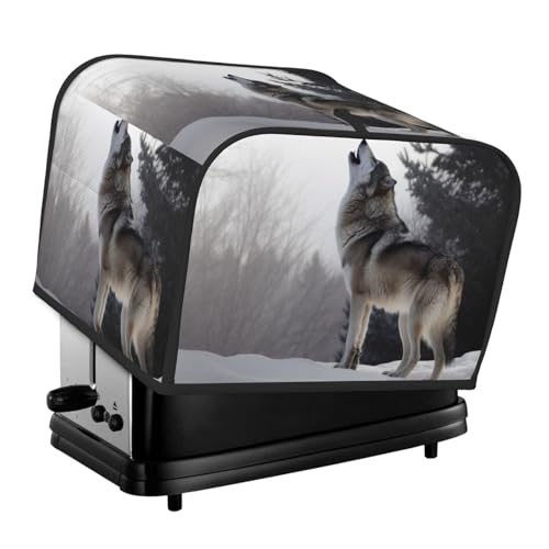 4 Scheiben Toaster Abdeckungen Gesteppte Brotbackmaschine Abdeckung mit Griff Heulender Wolf Toaster Staubschutz für Zuhause Tisch Küche Dekor von GDSHJKLW