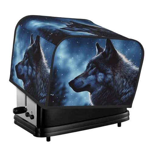 4 Scheiben Toaster Abdeckungen gesteppte Brotbackmaschine Abdeckung mit Griff Lonely Wolf Toaster Staubschutz für Zuhause Tisch Küche Dekor von GDSHJKLW