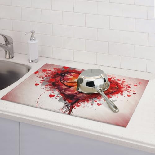 Abstrakte Abtropfmatte in Herzform für Küchentheke, saugfähige Mikrofaser, wendbar, waschbar, Abtropfgestell, 45,7 x 61 cm, leicht zu reinigen, für Zuhause, Küche, Esszimmer, Büro Abstrakte Abtropfmatte in Herzform für Küchentheke, saugfähige Mikrofaser, wendbar, waschbar, Abtropfgestell, 45,7 x 61 cm, leicht zu reinigen, für Zuhause, Küche, Esszimmer, Büro von GDSHJKLW