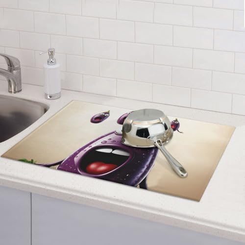Abtropfmatte mit Cartoon-Auberginen für Küchentheke, saugfähige Mikrofaser, wendbar, waschbar, Abtropfgestell, 45,7 x 61 cm, leicht zu reinigen, für Zuhause, Küche, Esszimmer, Büro Abtropfmatte mit Cartoon-Auberginen für Küchentheke, saugfähige Mikrofaser, wendbar, waschbar, Abtropfgestell, 45,7 x 61 cm, leicht zu reinigen, für Zuhause, Küche, Esszimmer, Büro von GDSHJKLW