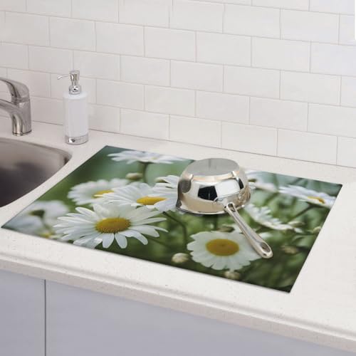 Abtropfmatte mit Gänseblümchen für Küchentheke, saugfähige Mikrofaser, wendbar, waschbar, Abtropfgestell, 45,7 x 61 cm, für Zuhause, Küche, Esszimmer, Büro Abtropfmatte mit Gänseblümchen für Küchentheke, saugfähige Mikrofaser, wendbar, waschbar, Abtropfgestell, 45,7 x 61 cm, für Zuhause, Küche, Esszimmer, Büro von GDSHJKLW