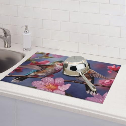 Abtropfmatte mit Kolibri mit rosa Abtropfmatten für Küchentheke, saugfähige Mikrofaser, wendbar, waschbar, Abtropfgestell, 45,7 x 61 cm, für Zuhause, Küche, Esszimmer, Büro Abtropfmatte mit Kolibri mit rosa Abtropfmatten für Küchentheke, saugfähige Mikrofaser, wendbar, waschbar, Abtropfgestell, 45,7 x 61 cm, für Zuhause, Küche, Esszimmer, Büro von GDSHJKLW