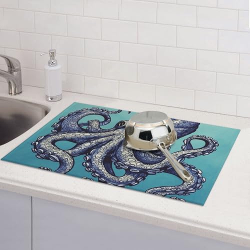 Abtropfmatte mit Oktopus-Design, saugfähige Mikrofaser, wendbar, waschbar, 45,7 x 61 cm, leicht zu reinigen, für Zuhause, Küche, Esszimmer, Büro Abtropfmatte mit Oktopus-Design, saugfähige Mikrofaser, wendbar, waschbar, 45,7 x 61 cm, leicht zu reinigen, für Zuhause, Küche, Esszimmer, Büro von GDSHJKLW