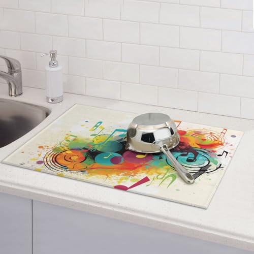 Abtropfmatte mit abstraktem Musikmotiv für Küchentheke, saugfähige Mikrofaser, wendbar, waschbar, Abtropfgestell, 45,7 x 61 cm, leicht zu reinigen, für Zuhause, Küche, Esszimmer, Büro Abtropfmatte mit abstraktem Musikmotiv für Küchentheke, saugfähige Mikrofaser, wendbar, waschbar, Abtropfgestell, 45,7 x 61 cm, leicht zu reinigen, für Zuhause, Küche, Esszimmer, Büro von GDSHJKLW