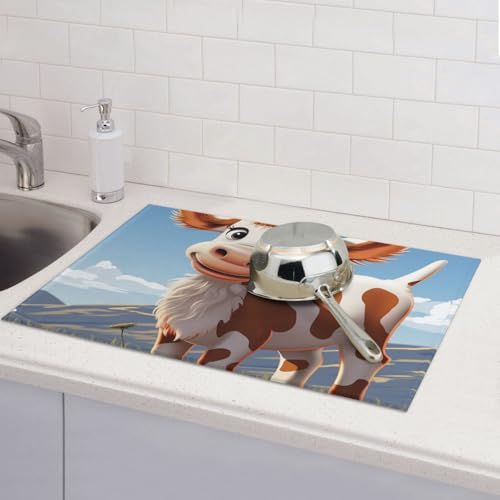 Abtropfmatte mit niedlichem Cartoon-Motiv für Küchentheke, saugfähige Mikrofaser, wendbar, waschbar, Abtropfgestell, 45,7 x 61 cm, für Zuhause, Küche, Esszimmer, Büro von GDSHJKLW