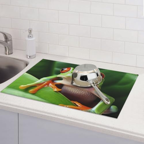 Abtropfmatte mit niedlichem Frosch für Küchentheke, saugfähige Mikrofaser, wendbar, waschbar, Abtropfgestell, 45,7 x 61 cm, leicht zu reinigen, für Zuhause, Küche, Esszimmer, Büro Abtropfmatte mit niedlichem Frosch für Küchentheke, saugfähige Mikrofaser, wendbar, waschbar, Abtropfgestell, 45,7 x 61 cm, leicht zu reinigen, für Zuhause, Küche, Esszimmer, Büro von GDSHJKLW