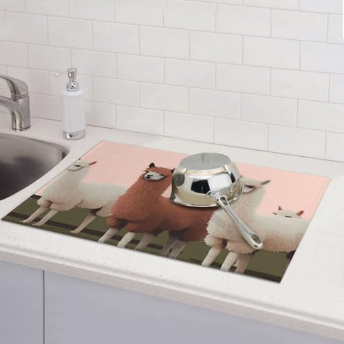 Alpakas Abtropfmatten für Küchentheke, saugfähige Mikrofaser, wendbar, waschbar, Abtropfgestell, 45,7 x 61 cm, leicht zu reinigen, für Zuhause, Küche, Esszimmer, Büro von GDSHJKLW