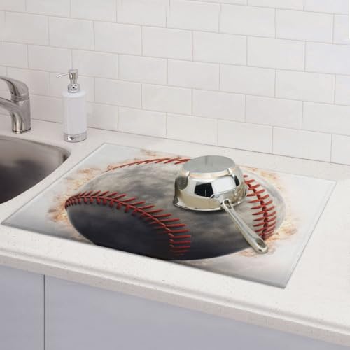 Baseball-Abtropfmatte für Küchentheke, saugfähige Mikrofaser, wendbar, waschbar, Abtropfgestell, 45,7 x 61 cm, leicht zu reinigen, für Zuhause, Küche, Esszimmer, Büro von GDSHJKLW