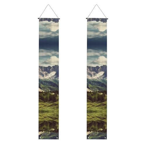 Berge Landschaft Veranda Banner Hängende Tür Banner Happy Birthday Veranda Schild Party Banner Foto Hintergrund Haustür Schilder für Willkommen Urlaub Party Indoor Outdoor Dekor von GDSHJKLW