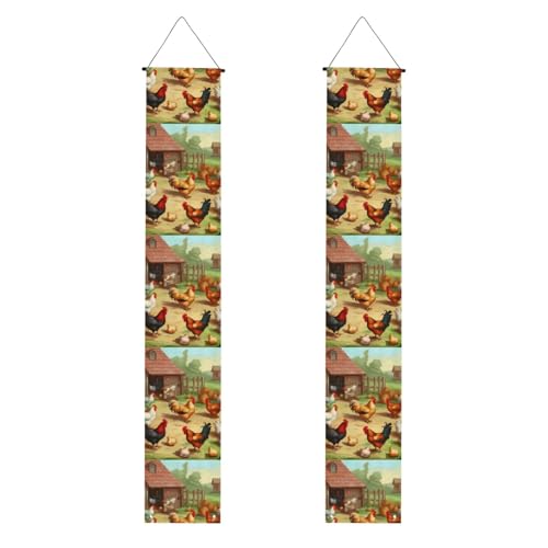 Braten Huhn Hen Farm Veranda Banner Hängende Tür Banner Happy Birthday Veranda Schild Party Banner Foto Hintergrund Haustür Schilder für Willkommen Urlaub Party Indoor Outdoor Dekor von GDSHJKLW