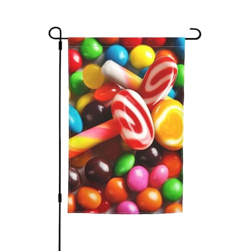Bunte Süßigkeiten-Gartenflagge, doppelseitig, Bauernhaus-Flagge, 30,5 x 45,7 cm, saisonales Outdoor-Banner für Frühling, Sommer, Rasen, Veranda, Heimdekoration, kleine Gartenflagge von GDSHJKLW