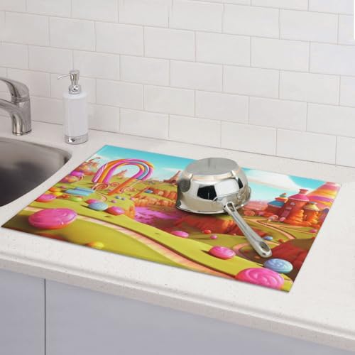 Candy Beautiful Land Abtropfmatten für Küchentheke, saugfähige Mikrofaser, wendbar, waschbar, Abtropfgestell, 45,7 x 61 cm, leicht zu reinigen, für Zuhause, Küche, Esszimmer, Büro Candy Beautiful Land Abtropfmatten für Küchentheke, saugfähige Mikrofaser, wendbar, waschbar, Abtropfgestell, 45,7 x 61 cm, leicht zu reinigen, für Zuhause, Küche, Esszimmer, Büro von GDSHJKLW