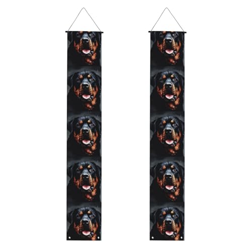 Coole Rottweiler Hund Kunst Veranda Banner Hängende Tür Banner Happy Birthday Veranda Schild Party Banner Foto Hintergrund Haustür Schilder für Willkommen Urlaub Party Indoor Outdoor Dekor von GDSHJKLW