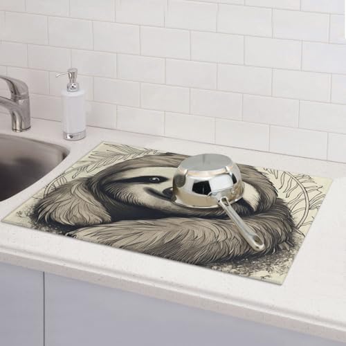 Faultier My Spirit Tier-Abtropfmatten für Küchentheke, saugfähige Mikrofaser, wendbar, waschbar, Abtropfgestell, 45,7 x 61 cm, für Zuhause, Küche, Esszimmer, Büro von GDSHJKLW