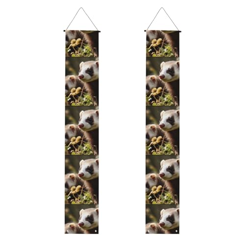 Foraging Frettchen Veranda Banner Hängende Tür Banner Happy Birthday Veranda Schild Party Banner Foto Hintergrund Haustür Schilder für Willkommen Urlaub Party Indoor Outdoor Dekor von GDSHJKLW