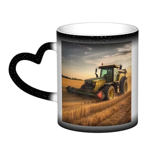 GDSHJKLW Kaffeetasse aus Keramik, 325 ml, Farbwechsel, personalisierbar, Kaffeetasse, Teetasse, Bauernhof, Traktor, Ernte, coole Kaffeetassen für Männer und Frauen, lustiges Geschenk von GDSHJKLW