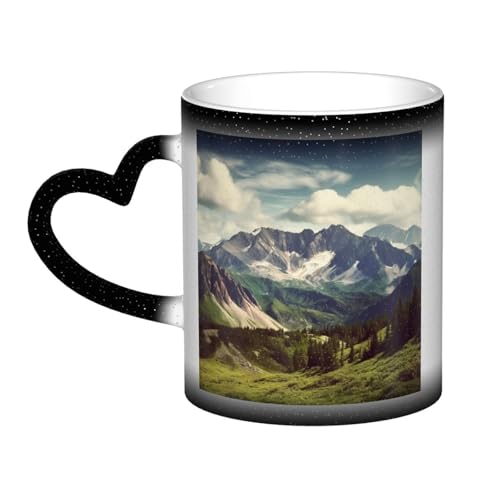 GDSHJKLW Kaffeetasse aus Keramik, 325 ml, Farbwechsel, personalisierbar, Kaffeetasse, Teetasse, Berge, Landschaft, coole Kaffeetassen für Männer und Frauen, lustiges Geschenk von GDSHJKLW