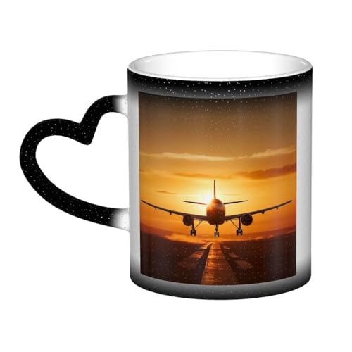 GDSHJKLW Kaffeetasse aus Keramik, 325 ml, Farbwechsel, personalisierbar, Kaffeetasse, Teetasse, Flugzeug, Flugzeug bei Sonnenuntergang, coole Kaffeetassen für Männer und Frauen, lustiges Geschenk GDSHJKLW Kaffeetasse aus Keramik, 325 ml, Farbwechsel, personalisierbar, Kaffeetasse, Teetasse, Flugzeug, Flugzeug bei Sonnenuntergang, coole Kaffeetassen für Männer und Frauen, lustiges Geschenk von GDSHJKLW