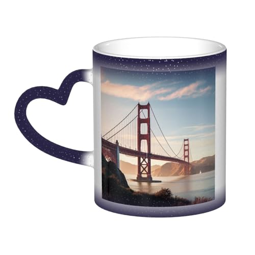 GDSHJKLW Kaffeetasse aus Keramik, 325 ml, Farbwechsel, personalisierbar, Kaffeetasse, Teetasse, Golden Gate Bridge, coole Kaffeetassen für Männer und Frauen, lustiges Geschenk von GDSHJKLW