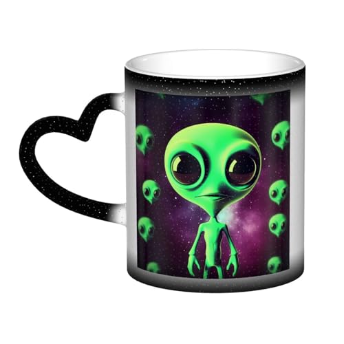 GDSHJKLW Kaffeetasse aus Keramik, 325 ml, Farbwechsel, personalisierbar, Kaffeetasse, Teetasse, Grün, Alien1, coole Kaffeetasse für Männer und Frauen, lustiges Geschenk von GDSHJKLW