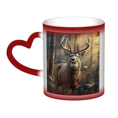 GDSHJKLW Kaffeetasse aus Keramik, 325 ml, Farbwechsel, personalisierbar, Kaffeetasse, Teetasse, Hirsch, Jagdsaison, coole Kaffeetassen für Männer und Frauen, lustiges Geschenk von GDSHJKLW