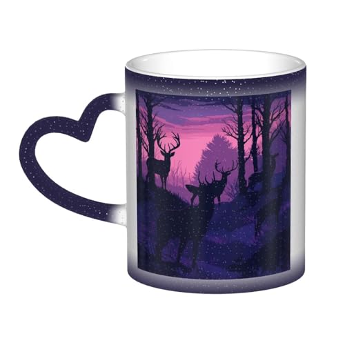 GDSHJKLW Kaffeetasse aus Keramik, 325 ml, Farbwechsel, personalisierbar, Kaffeetasse, Teetasse, Hirsch-Silhouette, coole Kaffeetasse für Männer und Frauen, lustiges Geschenk GDSHJKLW Kaffeetasse aus Keramik, 325 ml, Farbwechsel, personalisierbar, Kaffeetasse, Teetasse, Hirsch-Silhouette, coole Kaffeetasse für Männer und Frauen, lustiges Geschenk von GDSHJKLW