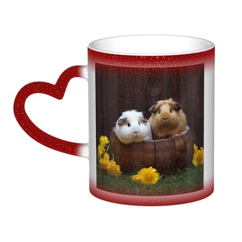 GDSHJKLW Kaffeetasse aus Keramik, 325 ml, Farbwechsel, personalisierbar, Kaffeetasse, Teetasse, Meerschweinchen, coole Kaffeetasse für Männer und Frauen, lustiges Geschenk von GDSHJKLW