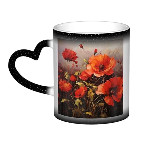 GDSHJKLW Kaffeetasse aus Keramik, 325 ml, Farbwechsel, personalisierbar, Kaffeetasse, Teetasse, Ölgemälde, rote Blume, coole Kaffeetassen für Männer und Frauen, lustiges Geschenk GDSHJKLW Kaffeetasse aus Keramik, 325 ml, Farbwechsel, personalisierbar, Kaffeetasse, Teetasse, Ölgemälde, rote Blume, coole Kaffeetassen für Männer und Frauen, lustiges Geschenk von GDSHJKLW
