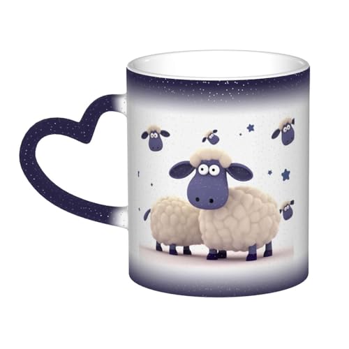 GDSHJKLW Kaffeetasse aus Keramik, 325 ml, Farbwechsel, personalisierbar, Kaffeetasse, Teetasse, Schaf, coole Kaffeetassen für Männer und Frauen, lustiges Geschenk von GDSHJKLW