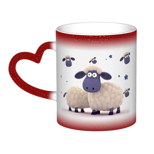 GDSHJKLW Kaffeetasse aus Keramik, 325 ml, Farbwechsel, personalisierbar, Kaffeetasse, Teetasse, Schaf, coole Kaffeetassen für Männer und Frauen, lustiges Geschenk von GDSHJKLW