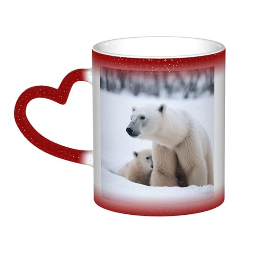 GDSHJKLW Kaffeetasse aus Keramik, 325 ml, Farbwechsel, personalisierbar, Kaffeetasse, Teetasse, Schneetasse, Eisbär, coole Kaffeetassen für Männer und Frauen, lustiges Geschenk von GDSHJKLW