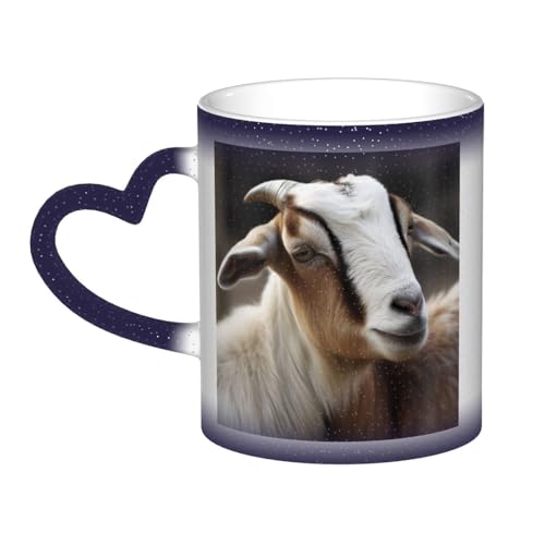 GDSHJKLW Kaffeetasse aus Keramik, 325 ml, Farbwechsel, personalisierbar, Kaffeetasse, Teetasse, Tiere, Ziege, coole Kaffeetasse für Männer und Frauen, lustiges Geschenk von GDSHJKLW