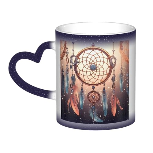 GDSHJKLW Kaffeetasse aus Keramik, 325 ml, Farbwechsel, personalisierbar, Kaffeetasse, Teetasse, Traumfänger, coole Kaffeetassen für Männer und Frauen, lustiges Geschenk von GDSHJKLW