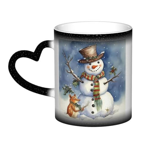 GDSHJKLW Kaffeetasse aus Keramik, 325 ml, Farbwechsel, personalisierbar, Kaffeetasse, Teetasse, Winter, Schneemann, coole Kaffeetassen für Männer und Frauen, lustiges Geschenk von GDSHJKLW